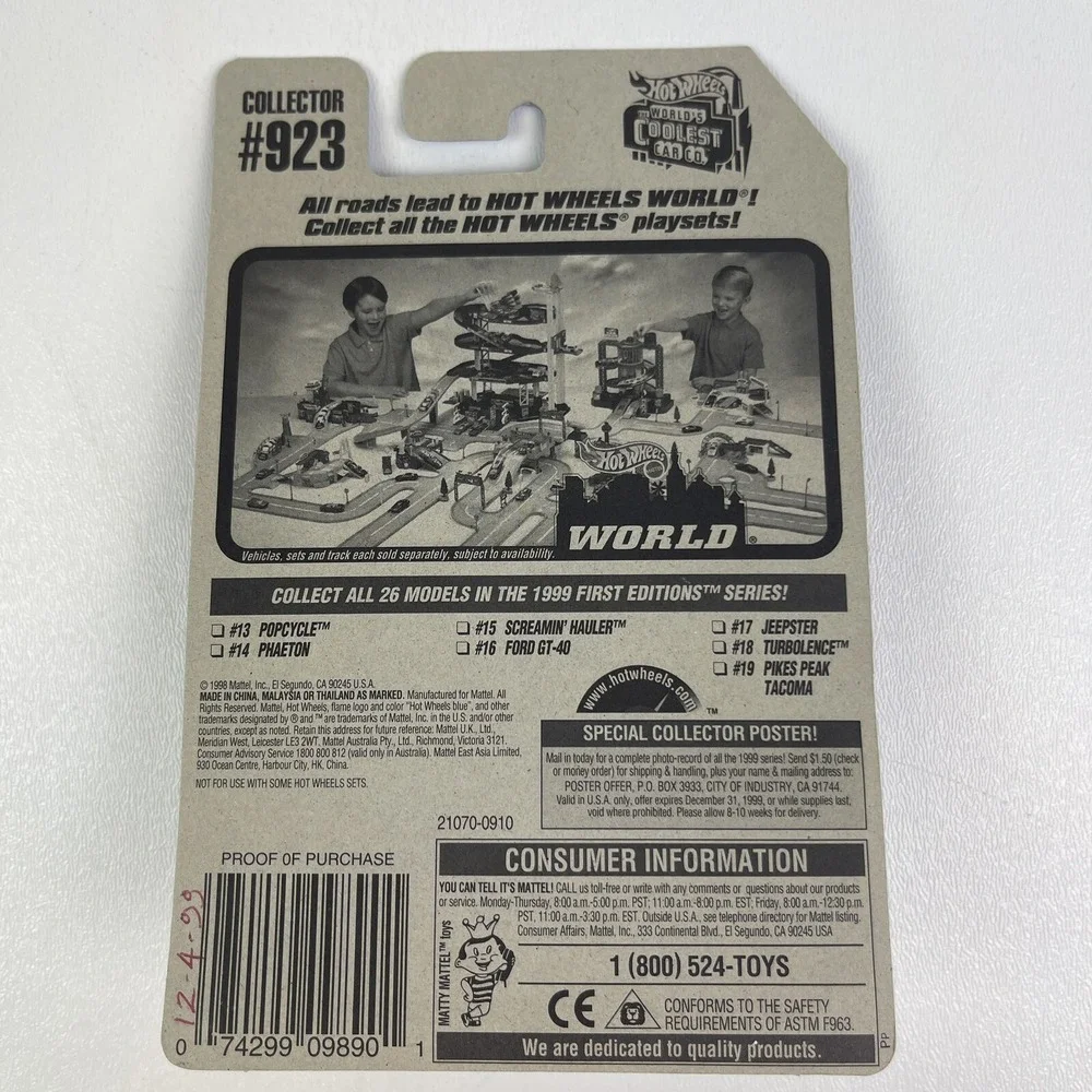Hot Wheels 1999 First Editions Series Turbolence Black 923